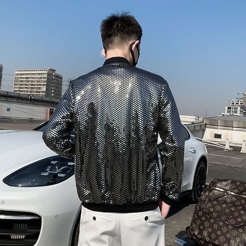 Mens shiny top bomber jacket