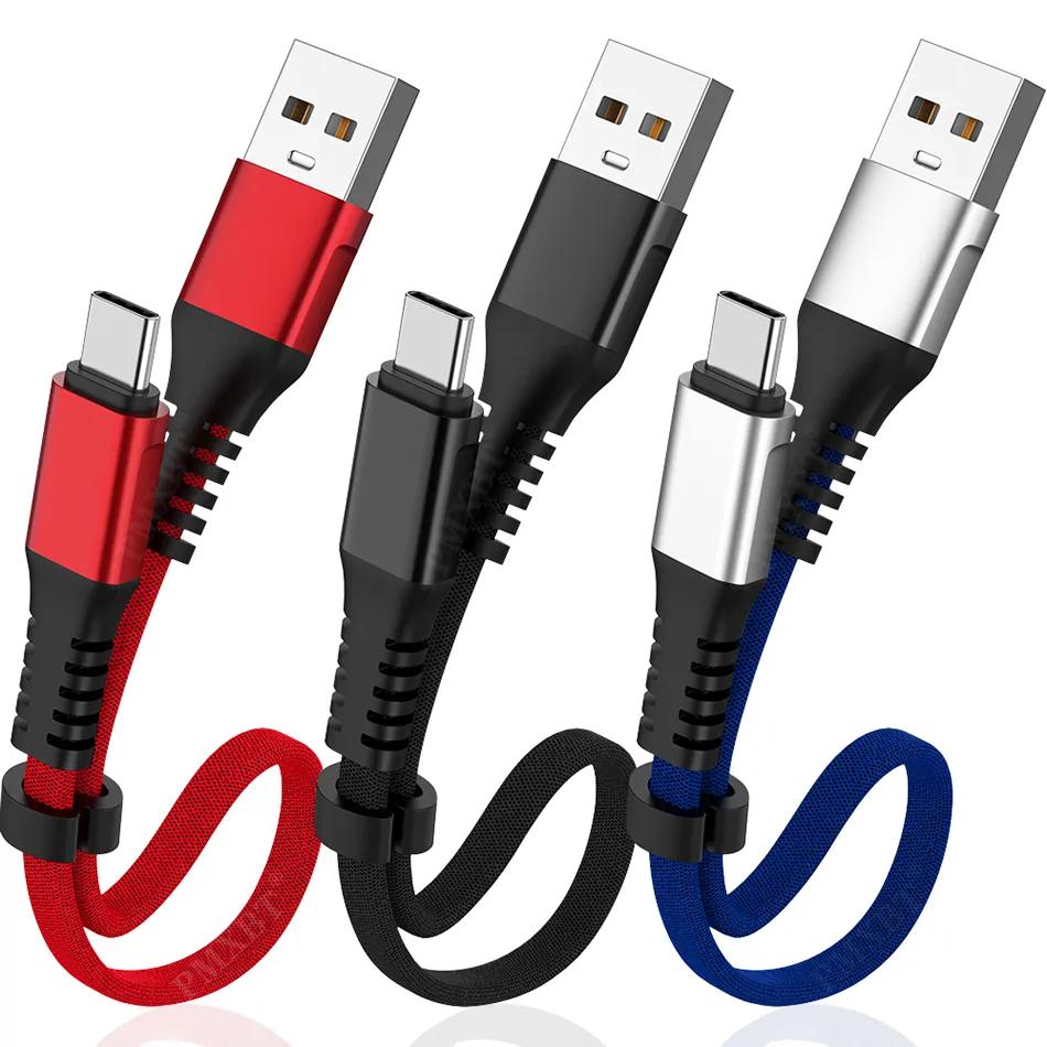30 cm Kısa Kablo Hızlı Şarj Cihazı Veri Senkronize Kablosu USB Tip C Tel Cep Telefonu USB Mikro Şarj Kablosu Telefonlar için