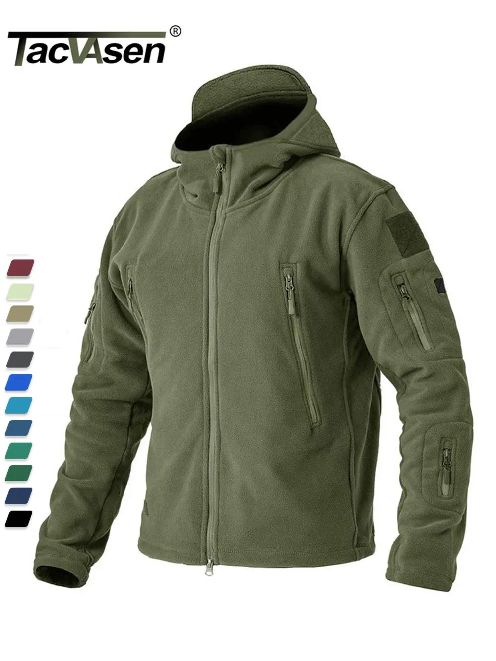 Men's Jackets TACVASEN Military Army Mens Fleece Tactical Combat Full Zip Hooded Coats Hiking Climbing Outerwear Causal Parka 221122