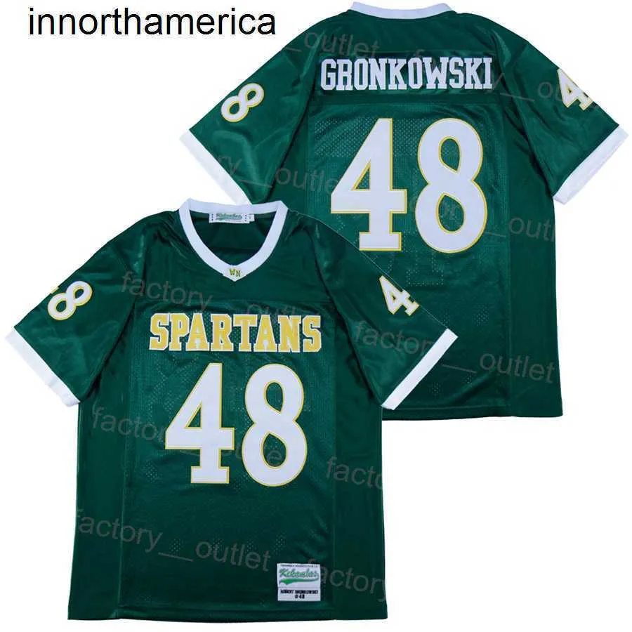 Men High School Williamsville Spartans Football 48 Rob Gronkowski Jersey Moive Hip Hop Team Color Green Embroidery HipHop College For Sport Fans High