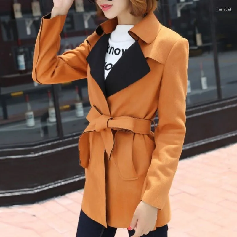 Trench feminina Casacos 2022 Autumn coreano Mulheres falsas camurça de camurça de couro Sashes Slim Fit Fit Long Office Office Ladies Windbreaker Dust