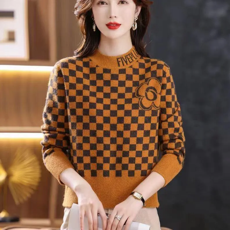 Light Luxury Womens High Collar Ladies Sweater Under 500 With Color Blocking Patchwork And Comfortable Long Sleeves From Langhua123 27.08 DHgate.Com