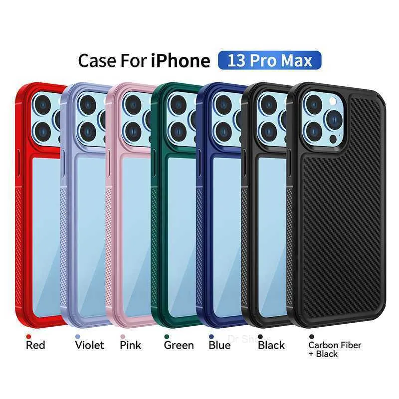 Для iPhone Samsung Case Case Shock -Resection Case Carbon Fiber 13pro Max 12 11 XS XR 8PLUS Galaxy S22 Plus PC 2 в 1 в 1