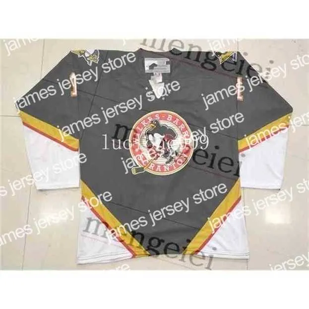 College Hockey Wears Nik1 Personnalisez Wilkes Barre Scranton Penguins 1 FROM DWIGHT Hockey Jersey Broderie Cousue n'importe quel numéro et nom Maillots