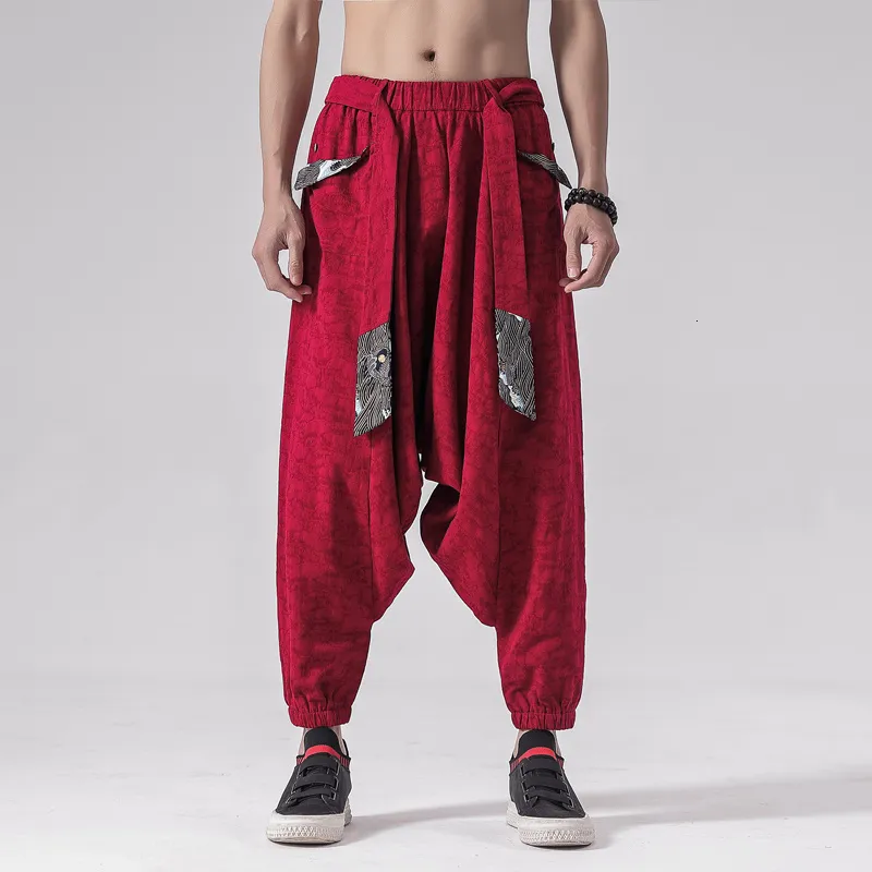 Survêtements pour hommes Style chinois Lâche Plus Taille Sports Pantalons décontractés Techwear Imprimé Entrejambe Joggers Baggy Vêtements traditionnels Harajuku Pantalon 221122