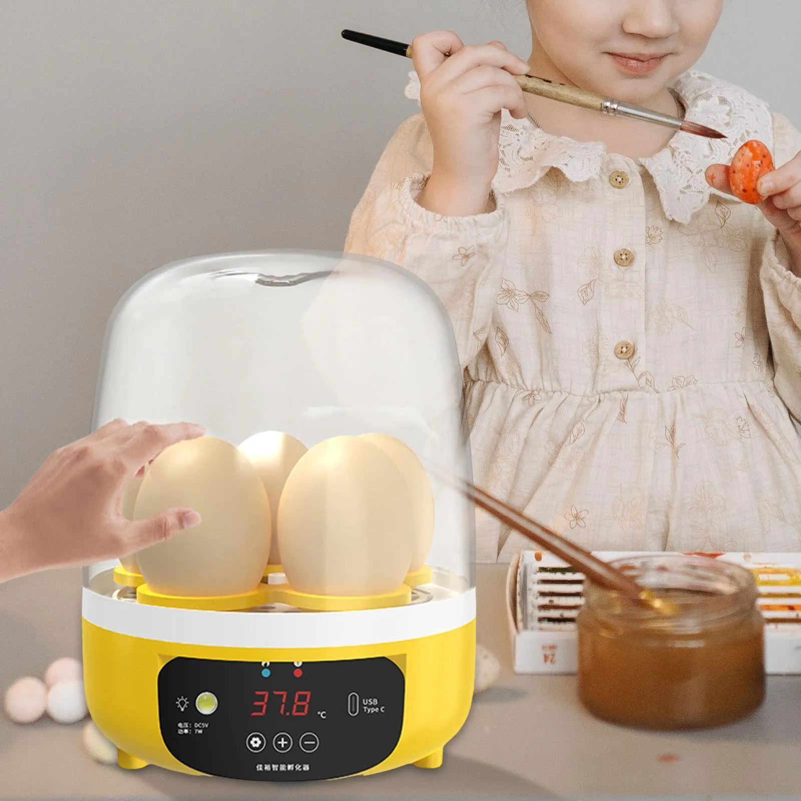 Mini Digital Automatic Egg Incubator 5 Eggs Auto Turner Temperature Control Poultry Hatcher Machine for Hatching Chicken Goose