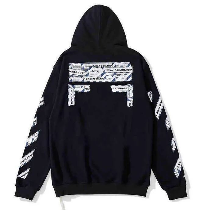 SweatshoSts herrtröjor Sweatshirts Off Style Fashion Sweater Painted Arrow Crow Stripe Hoodie and T-Shirts Offs White V7