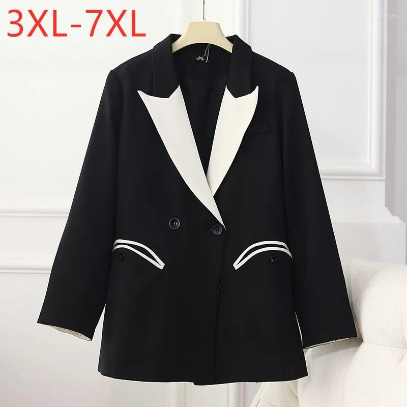 Capispalla 2022 Primavera Autunno Plus Size Abbigliamento donna Blazer Large Manica lunga Allentato Blazer casual nero Cappotto 3XL 4XL 5XL 6XL 7XL