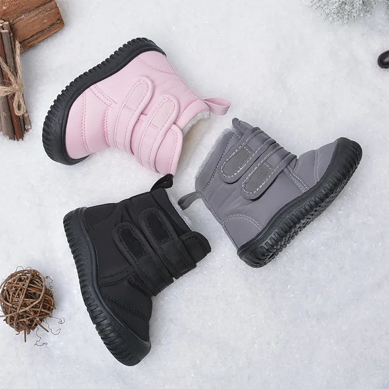 Bottes d'hiver bébé neige enfants imperméable tissu supérieur garçons Gilrs haut chaud coton chaussures enfants épais velours 221122