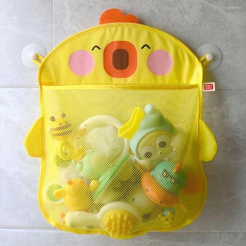 Sacs de rangement mignon dessin animé poussin conception jouets sac pratique vêtements séchage filet suspendu Kawaii bébé douche maille