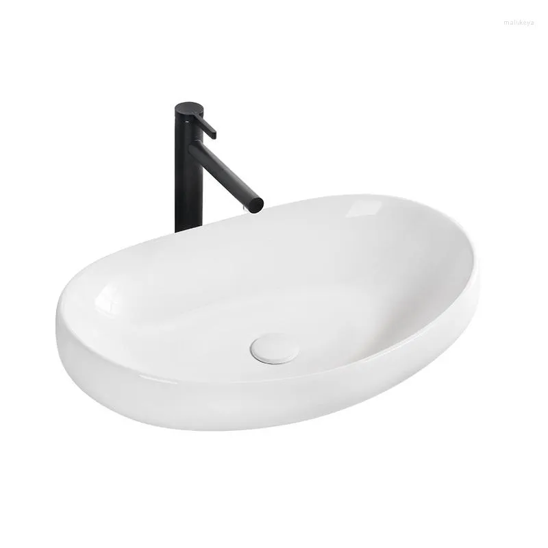Ensemble d'accessoires de bain Bassin inter-plateforme Table minimaliste moderne Lavage ovale Lavabo en céramique Art Pool
