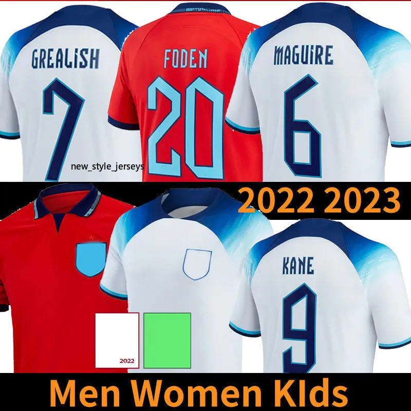 Maglia da calcio Angleterre KANE INGHILTERRA 2022 GREALISH MEAD SANCHO Maglia da calcio nazionale kit coppa del mondo 2023 STERLING MOUNT RASHFORD FODEN SAKA Maglia da donna per bambini