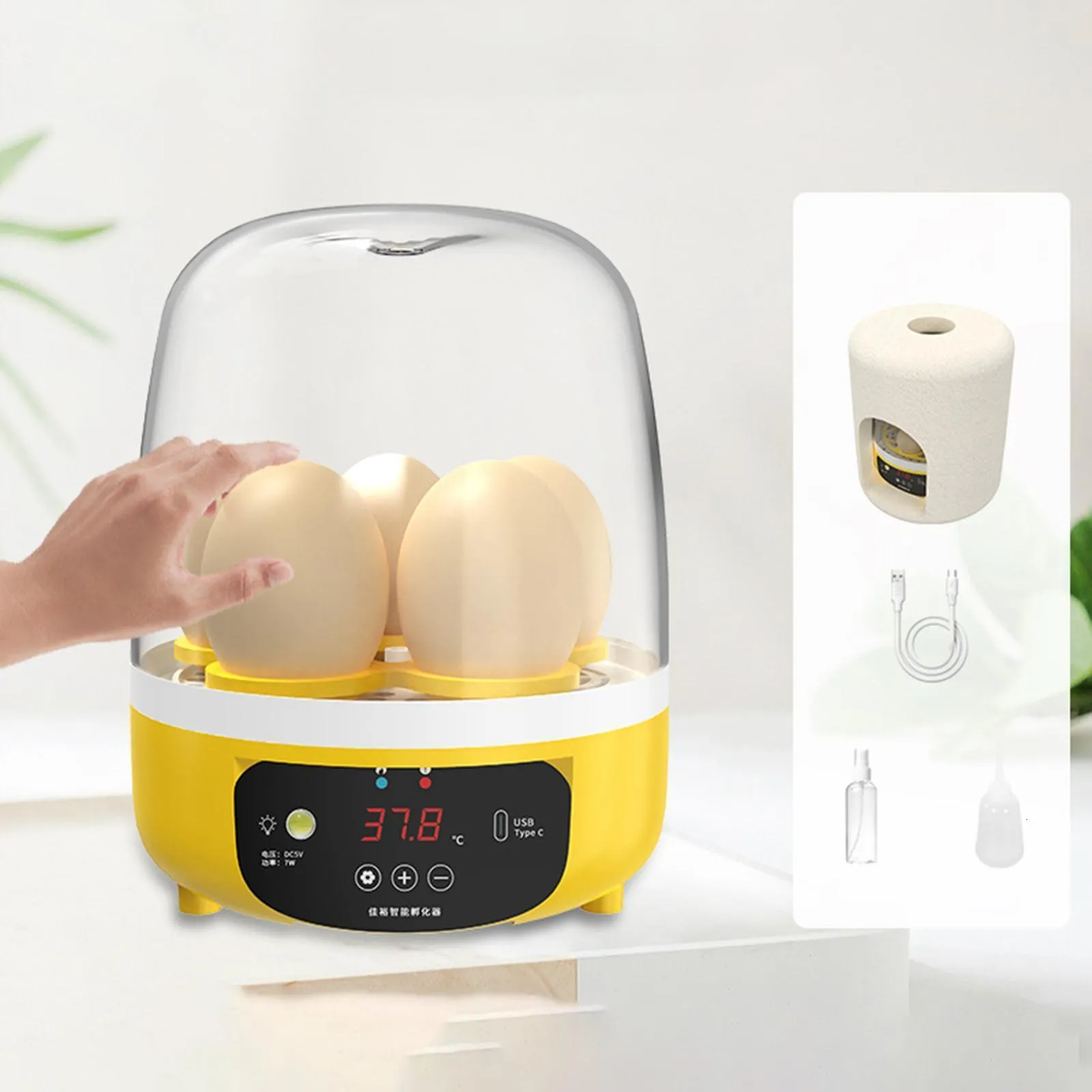 Mini Digital Automatic Egg Incubator 5 Eggs Auto Turner Temperature Control Poultry Hatcher Machine for Hatching Chicken Goose