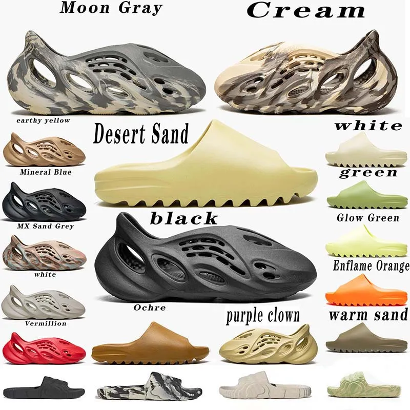Sand￡lias Slides t￪nis Sapateiros sapatos Treinadores de moda Slider Runner Slippers Slippers Graffiti ￳ssea resina branca deserto areia de borracha de ver￣o praia