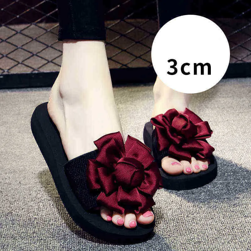 Xmistuo Summer Women 3D Handmade Flower Slides Outdoor Beach Fish Sandali Ladies 3Cm Tacchi bassi Home Pantofole 8 colori 7199 J220716