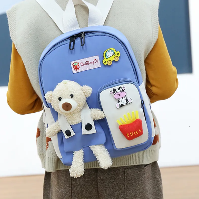 Рюкзаки мультфильм -медведь холст школьные сумки для Gilr милые детские детские детские детские детские девочки Boy Book Back Pack 221122