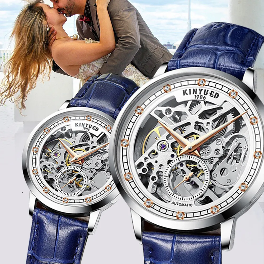 Wristwatches Relogio Skeleton Watch for Men Automatic Mens Watches W Diamond Mechanical Wristwatch Women Fashion Female Clock 221121