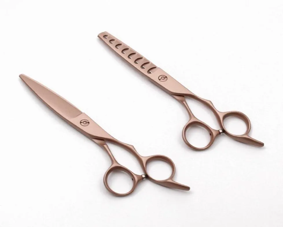 Hair Scissors C9122 6quot 17cm 440C Engraving Logo Rose Gold Hairdressing Cutting Thinning Shears Willow Leaf Shape