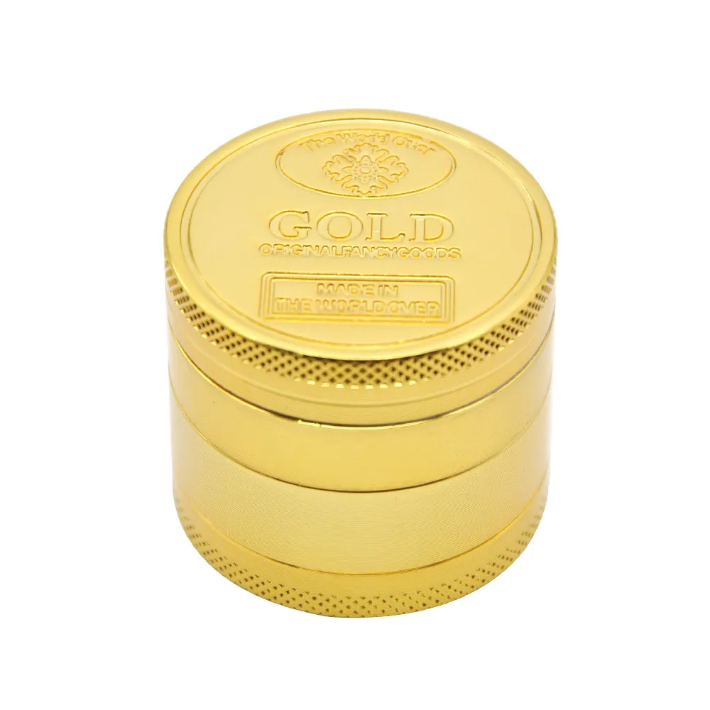 Gold Coin Metal Fumer Herb Grinders Tobacco 4 pièces broyant le meulier de la main