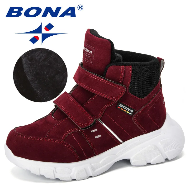 Stivali Bona designer per bambini scarpe da esterno Sneaker di moda di moda per esterni più velluto caldi bambini nevicata comoda 221122 221122