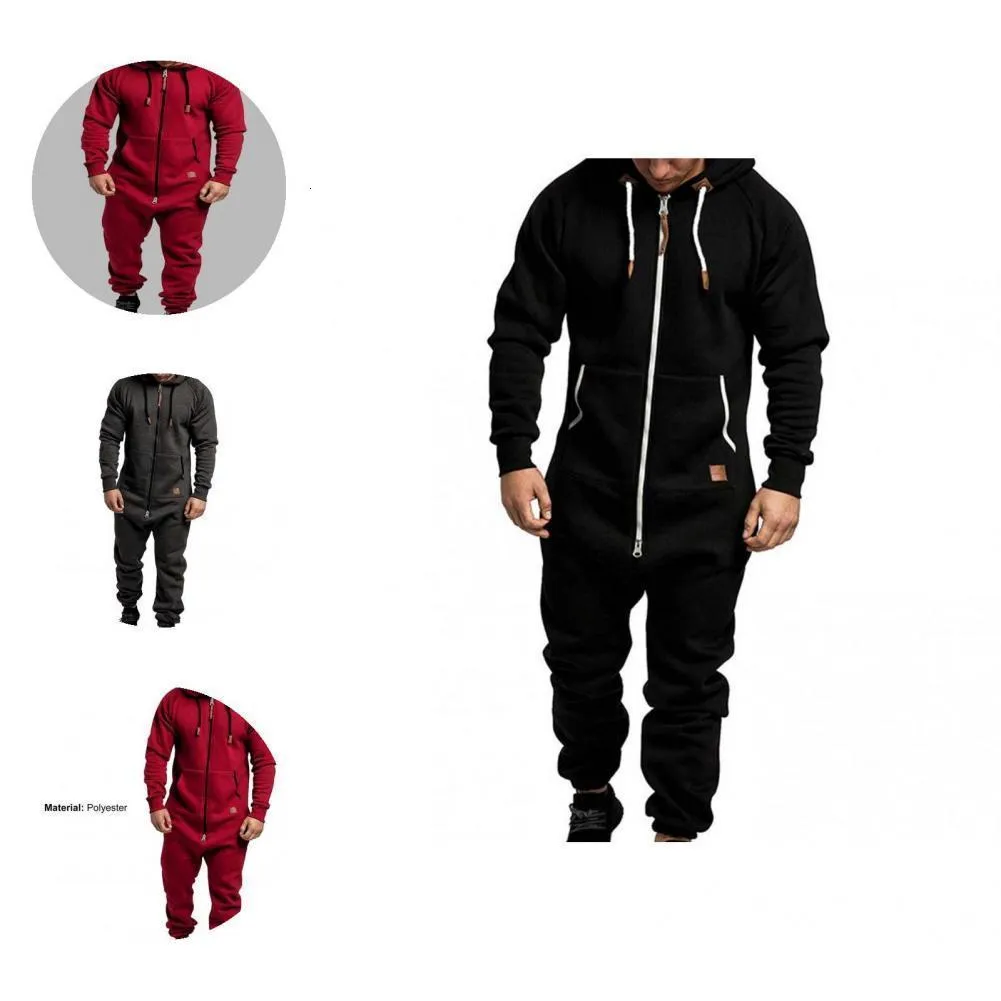 Herrtröjor tröjor vinterkläder mjuka bekväma män varm jumpsuit 5 färger män jumpsuit fast färg för jogging 221122