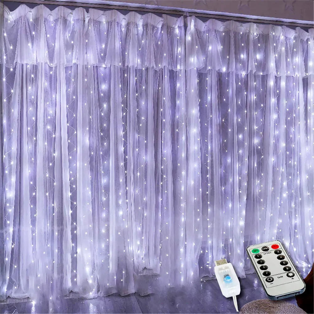 Kerstdecoraties RGB LED Gordijn String Fairy Lights Jaar Wedding Decoratie 2023 Slaapkamer Lichtkamer Decor Esthetische nachtlampen 221122