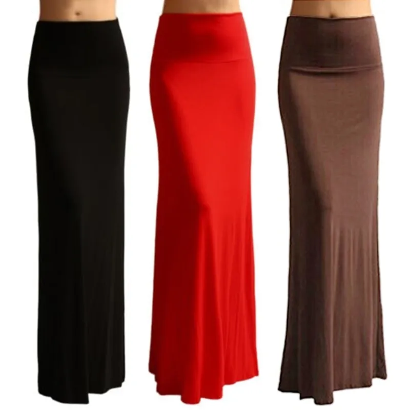 Skirts Ladies Women High Waist Flare Fishtail Maxi Long Skirt Solid Color Pleated Package Hip Evening Beach Party ALine Pencil Dress 221122