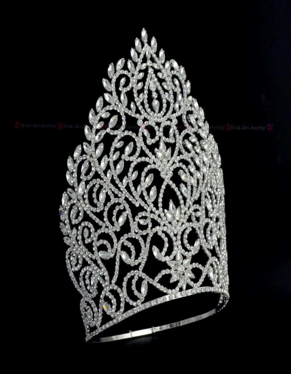 Lange grote kronen strass kristal verstelbare hoofdband voor optocht of bruids bruiloft haar sieraden koningin winnaar handgemaakte tiaras m1915657