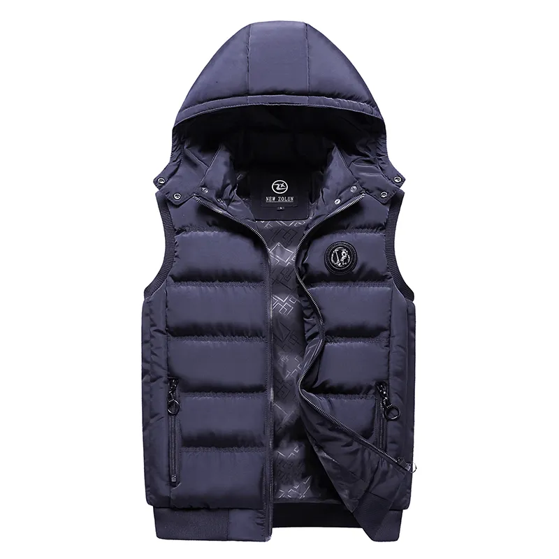 Men's Vests Winter Cotton Clothing Fashion Urban Hooded Cardigan Stand-up Collar Casual Jacket Youth Classic Soft Warm Vest 221122