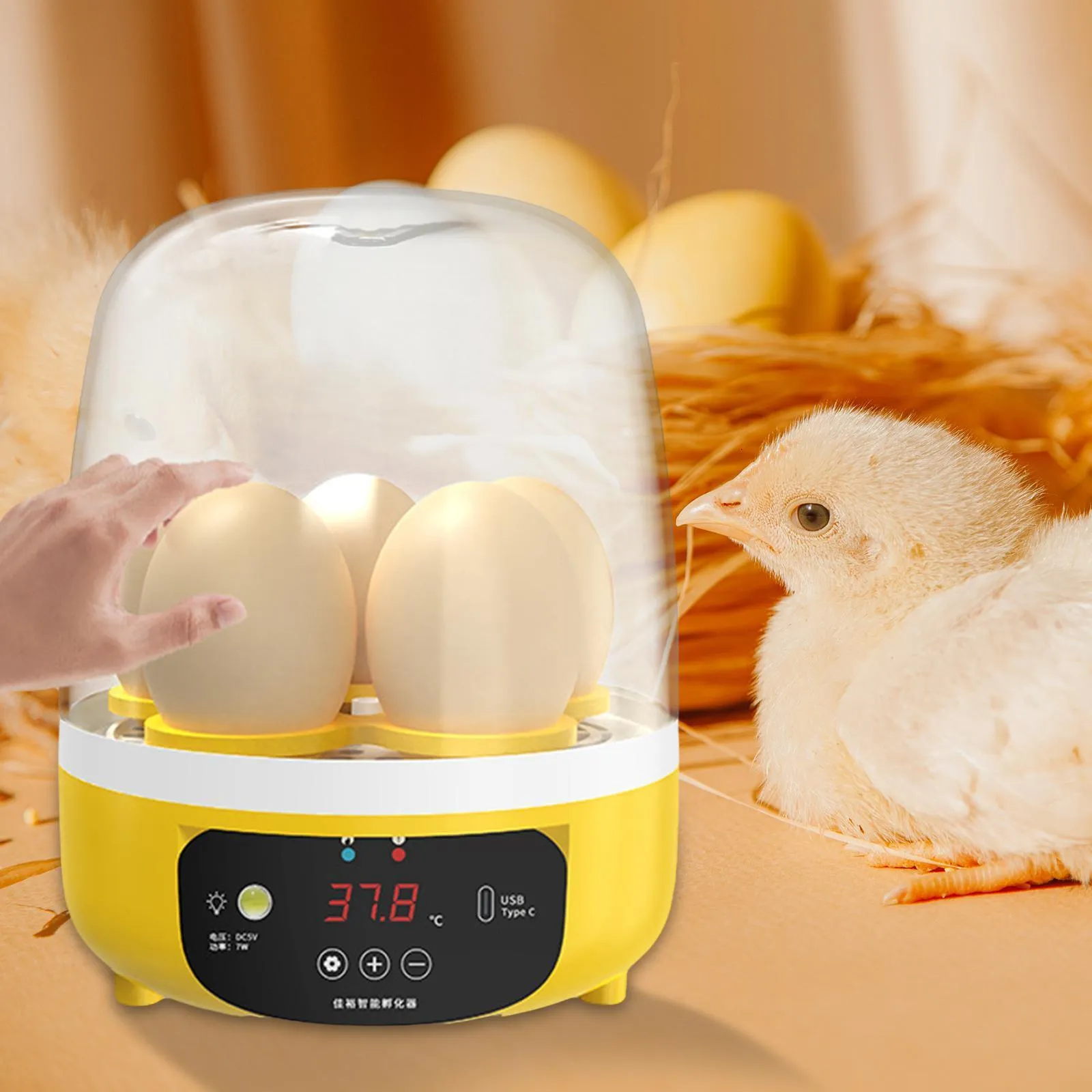 Mini Digital Automatic Egg Incubator 5 Eggs Auto Turner Temperature Control Poultry Hatcher Machine for Hatching Chicken Goose