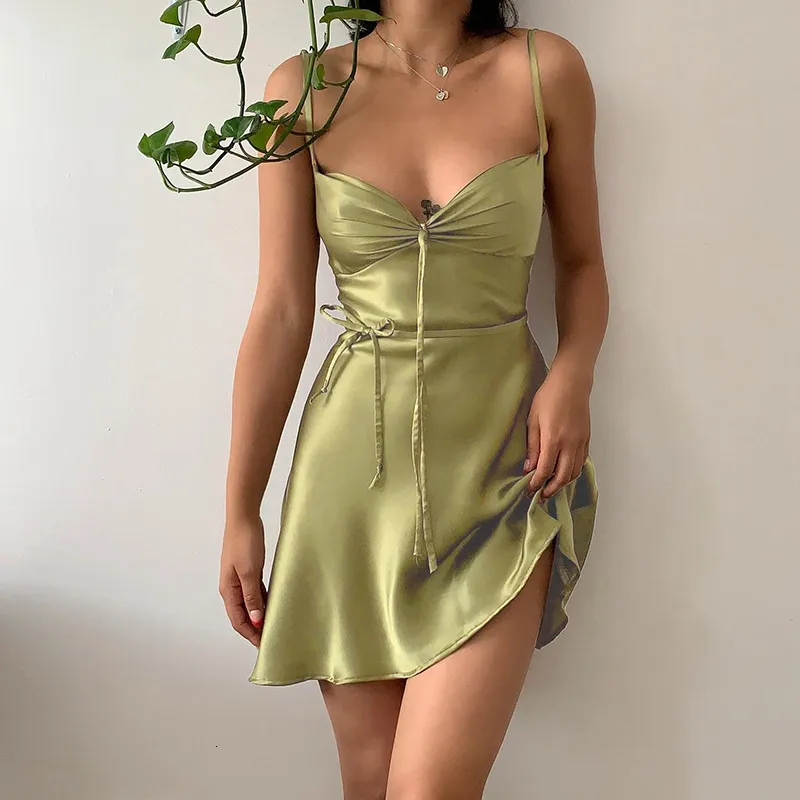 slim fit dress slacks Jamaica Green Satin Long Sleeve Mini Dress