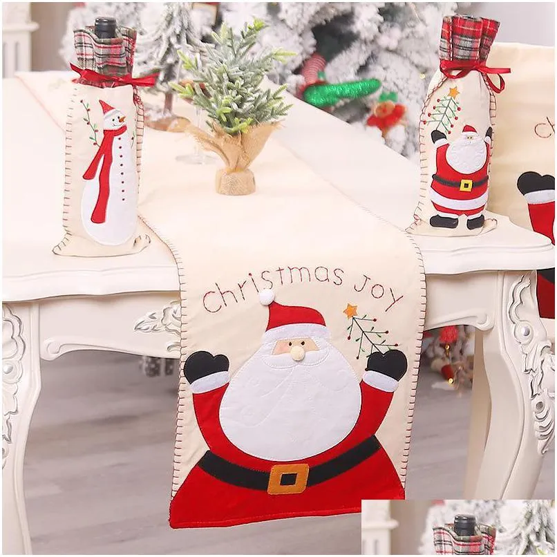 Décorations de Noël Décorations de Noël Lin Année Décoration Table Runner Chaise ER Napperon Joyeux Décor pour la maison Ornements de Noël Dhssl