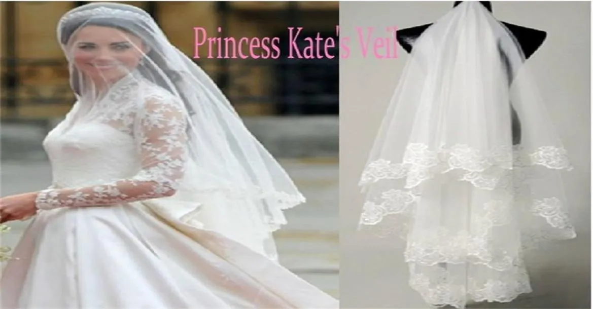Kate Middleton Wedding V￩ils Lace Aplique Edge Tulle para acess￳rios de v￩us de noiva vendendo3715714