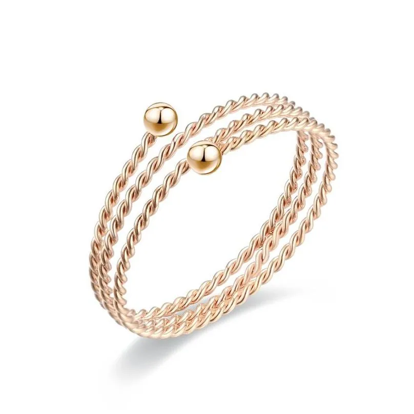 Pierścienie zespołowe Plebione Wrap Wave Pierścienie dla kobiet dziewcząt tytanowy stal otwarty regulowany kropla biżuteria pierścień dhnzd