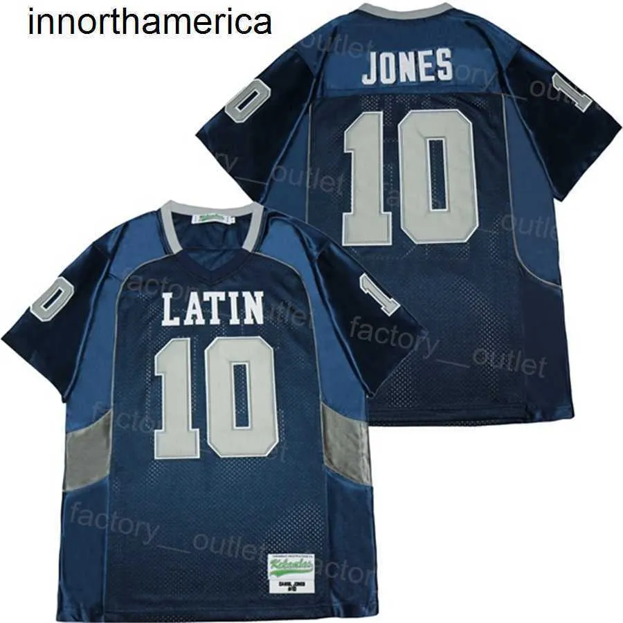 Men Football High School Charlotte Latin 10 Daniel Jones Jersey Moive College All Stitched Breathable For Sport Fans Hip Hop Team Navy Blue Size S-XXXL