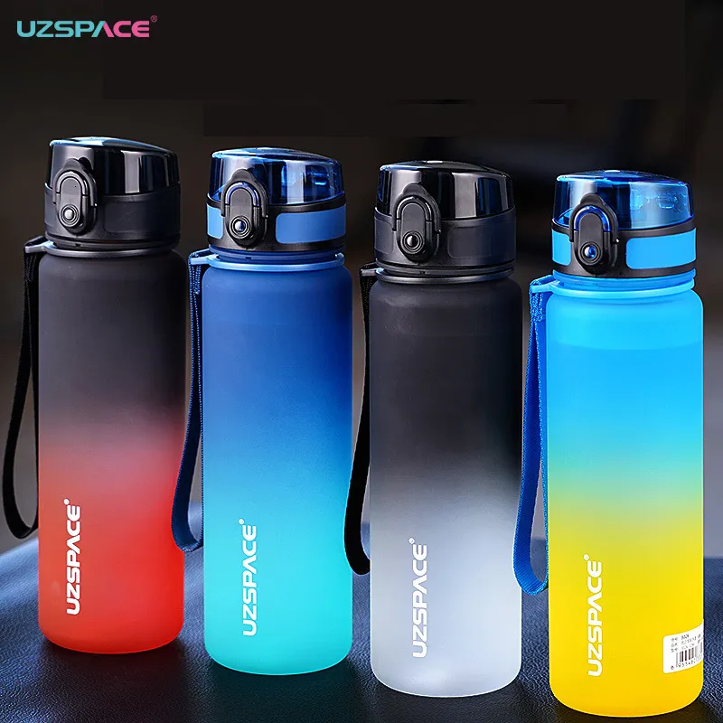 1L Tritan Material Water Bottle With Bounce Cover Time Scale Reminder  Frosted Leakproof Cup For Outdoor Sports Fitness 