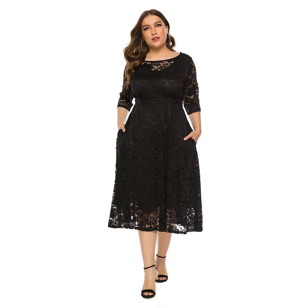 Plus la taille Robes Femmes Plus la taille Robe Noir Blanc À Manches Longues Larges Big Plussize Automne Vêtements Vêtements Casual Wear Pour Costumes Féminins 221121