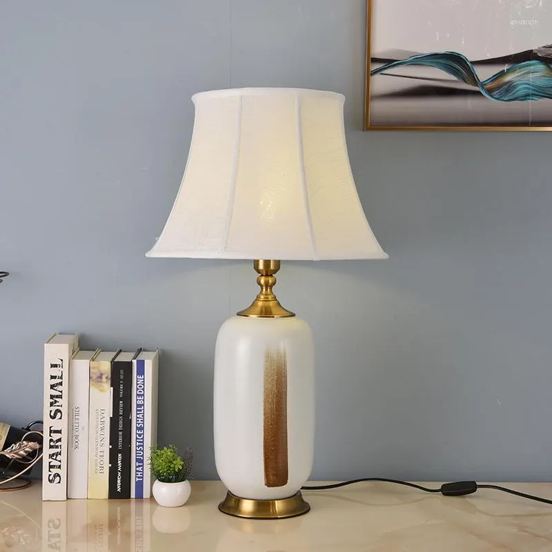 Bordslampor kinesiska moderna minimalistiska keramiska lampor för sovrum vardagsrummet sängen studie skrivbord heminredning