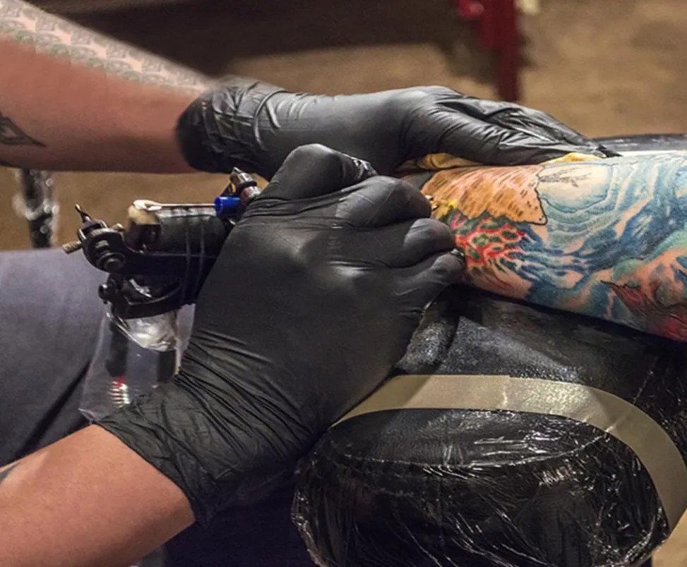 Black Disposable Tattoo Latex Gloves Available Thickening Size Oilproof