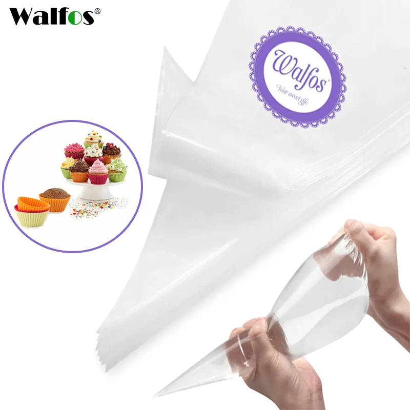 Moldes de cozimento Walfos 100pcs Sacos de pastelaria DIY cozinhar para creme de bolo dicas de decoração de fontes de fontes de bolsas de cozinha acessórios de cozinha 221122