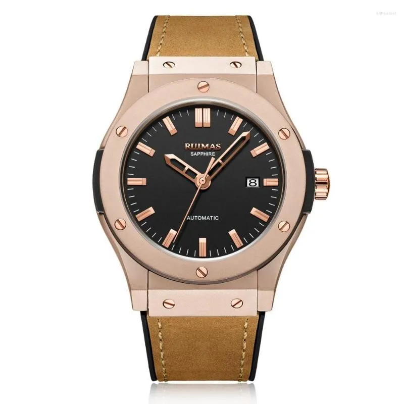 Armbanduhren Megir Original Männer Mode Casual Hublo Männliche Automatische Mechanische Uhr Reloj Hombre Top Leder Uhr Armbanduhr
