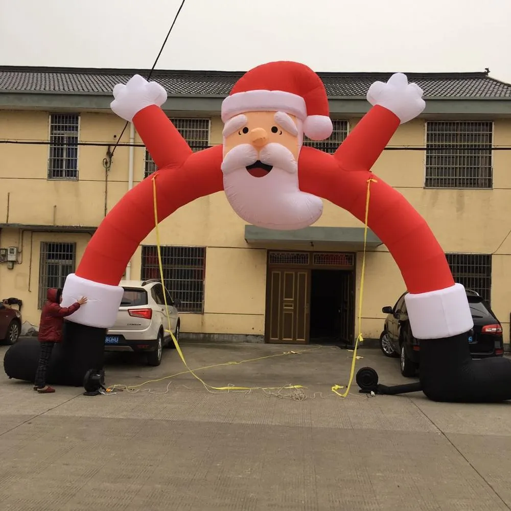 工場直接クリスマス広告インフレータブルサンタアーチキャンディ