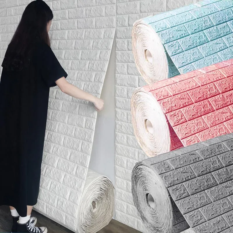 Adesivos de parede decoração de casa papel de parede para paredes sala de estar à prova d'água TV autônomo Background Backgh Brick 3D adesivo