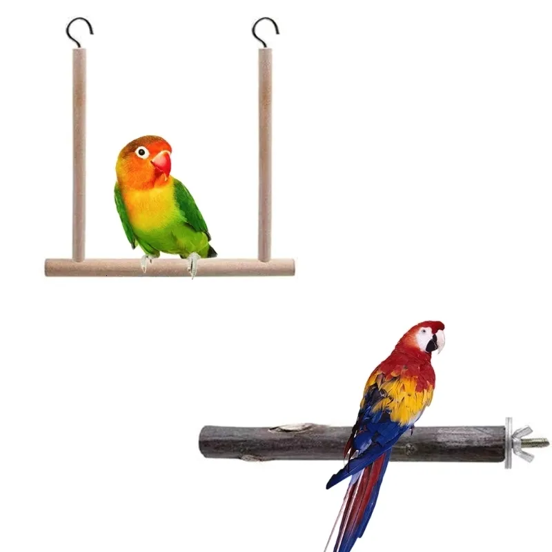 9 Pezzi Giochi Per Pappagalli - Altalene In Legno Naturale, Giocattoli Da Masticare - Foto 11