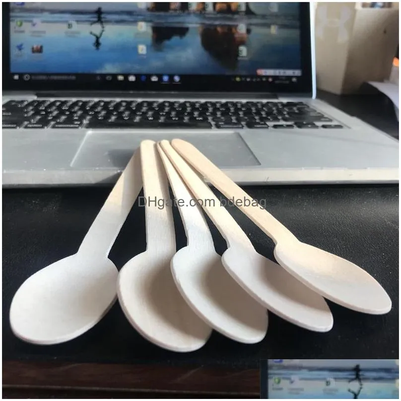 Spoons Fashion Wood Spoon Bar El Restaurant Home Dinner Set Handy Food Ice Cream Disposable Convenient 16Cm Length Scoop 0 11Ty Ii D Dhjvb