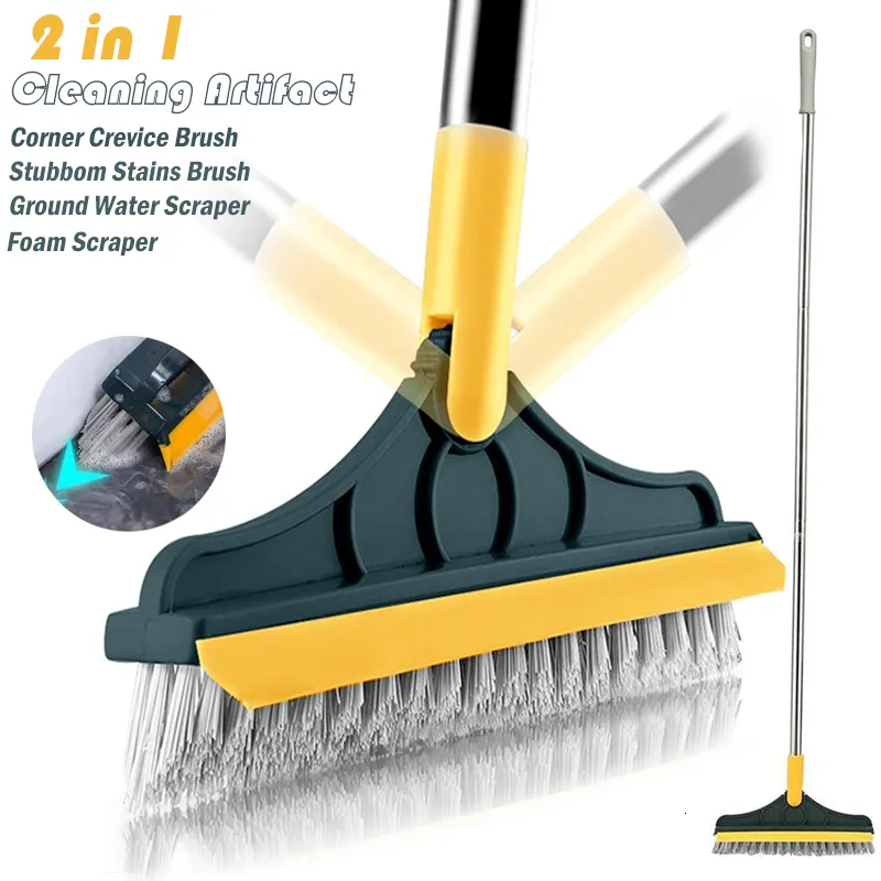 Cleaning Brushes 2 in 1 Magic Multifunctional Flexible V Shape Floor Scrubber Broom Home Bathroom Corner Crevice Foam Scrape 221122