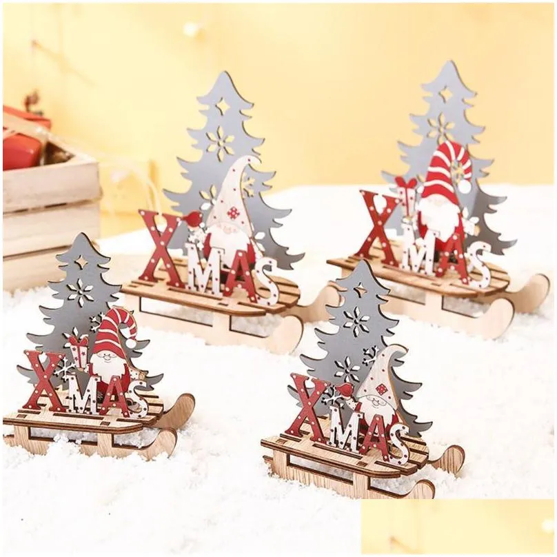christmas decorations santa xmas sled ornaments painted sleigh diy wooden jigsaw