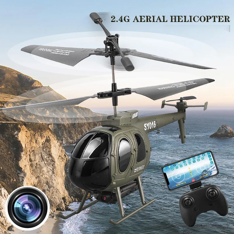 Electric RC Aircraft 2 4G Radio Giroscopio 6CH HD Aerial P ography Elicottero militare Led Light Smart Drone Giocattoli Regalo per bambini 221122