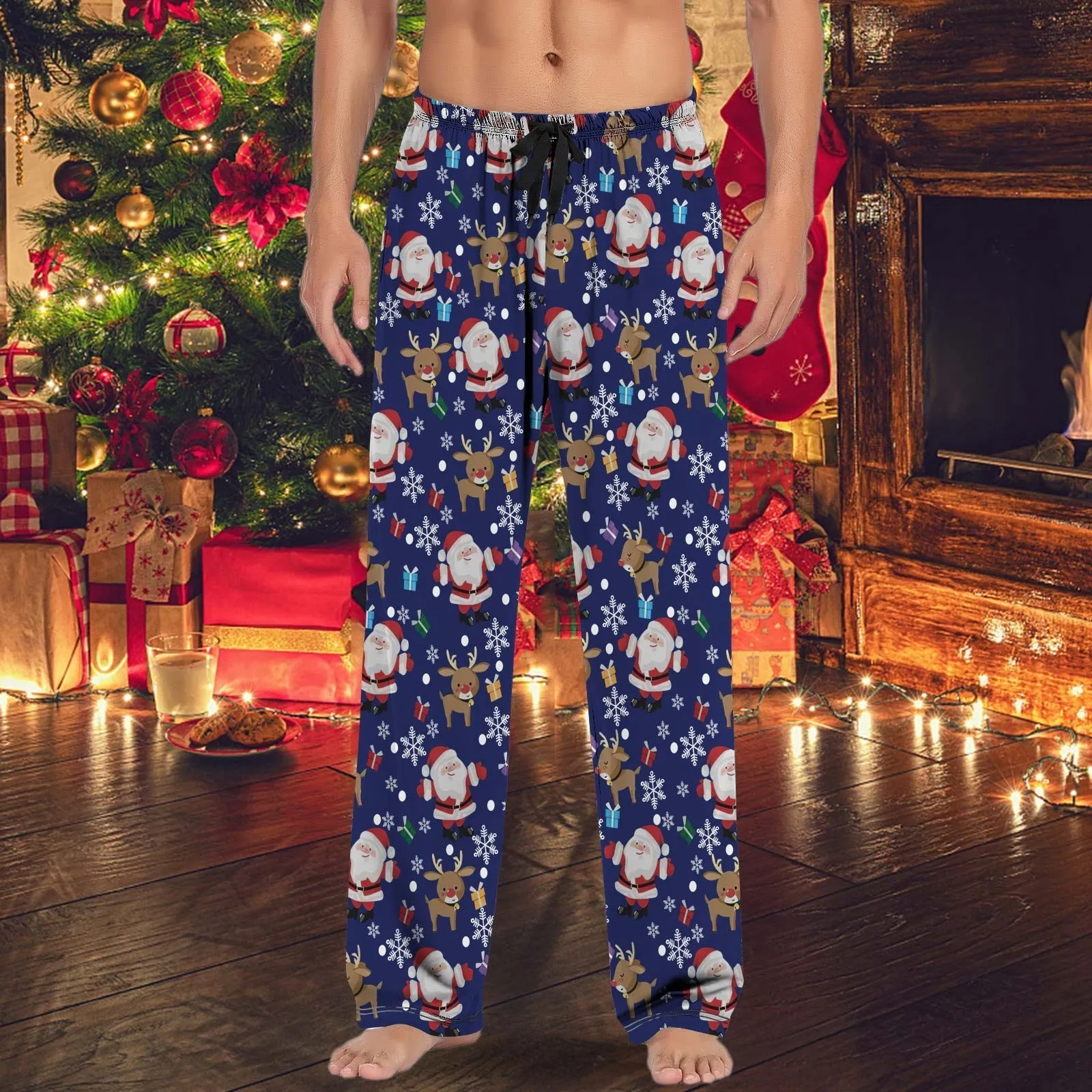 Pyjama décontracté pour hommes de Noël pour hommes pour hommes avec cordon de Noël.