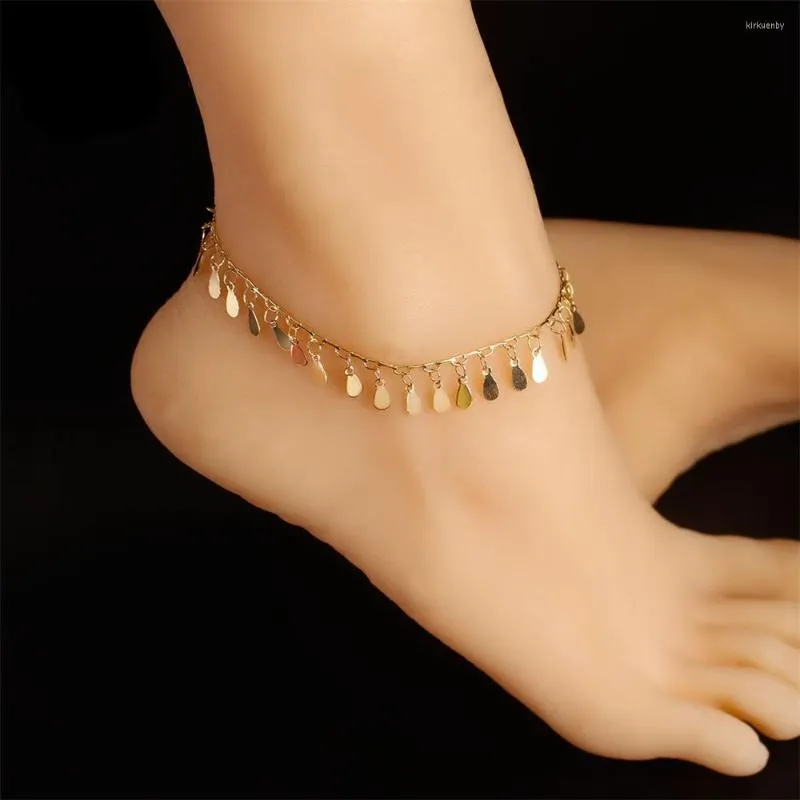 Anklets europeiska och amerikanska strandkvinnor mode vatten droppformade handgjorda fotprydnader berömda designers design